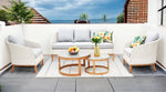 Albert 5pcs Outdoor Lounge Set - White Wicker Outdoor Lounge Set The Form-Local   