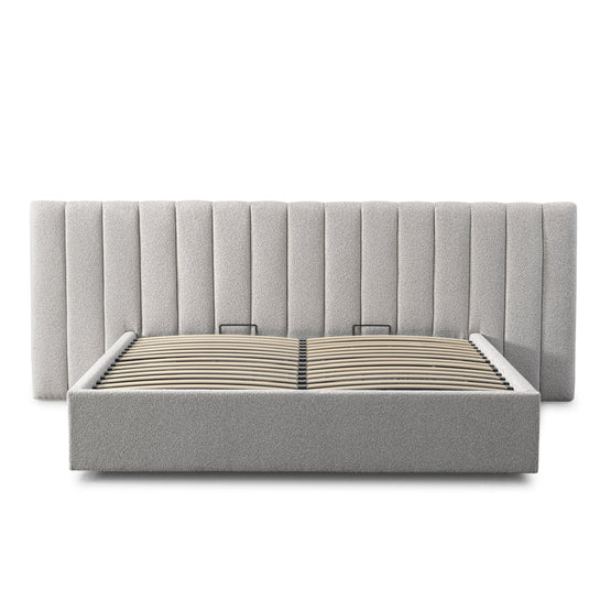 Ralph Wide Base King Sized Bed Frame - Clay Grey with Storage Bed Frame Ming-Core   