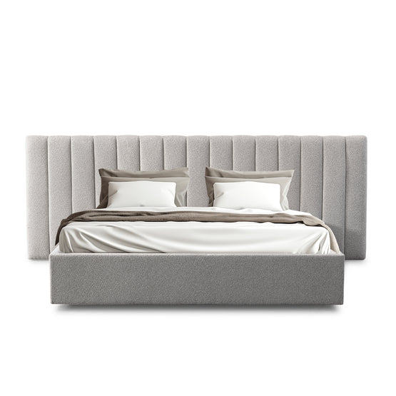 Ralph Wide Base King Sized Bed Frame - Clay Grey with Storage Bed Frame Ming-Core   