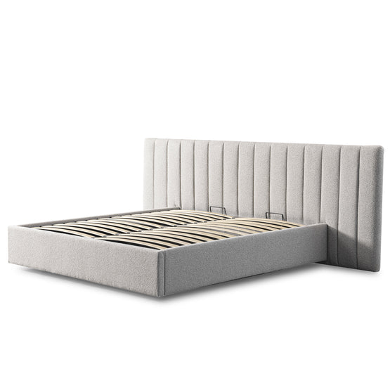 Ralph Wide Base King Sized Bed Frame - Clay Grey with Storage Bed Frame Ming-Core   