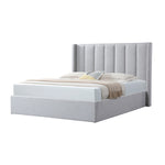 Betsy Fabric King Bed Frame - Pearl Grey with Storage King Bed YoBed-Core   