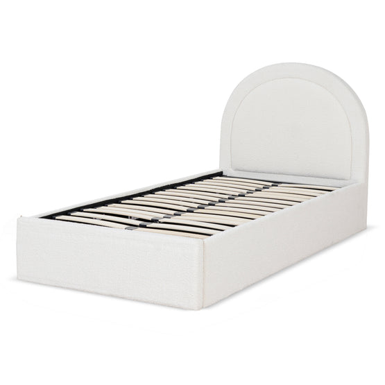 Antoni Single Sized Bed Frame - Ivory White Boucle with Storage Bed Frame YoBed-Core   