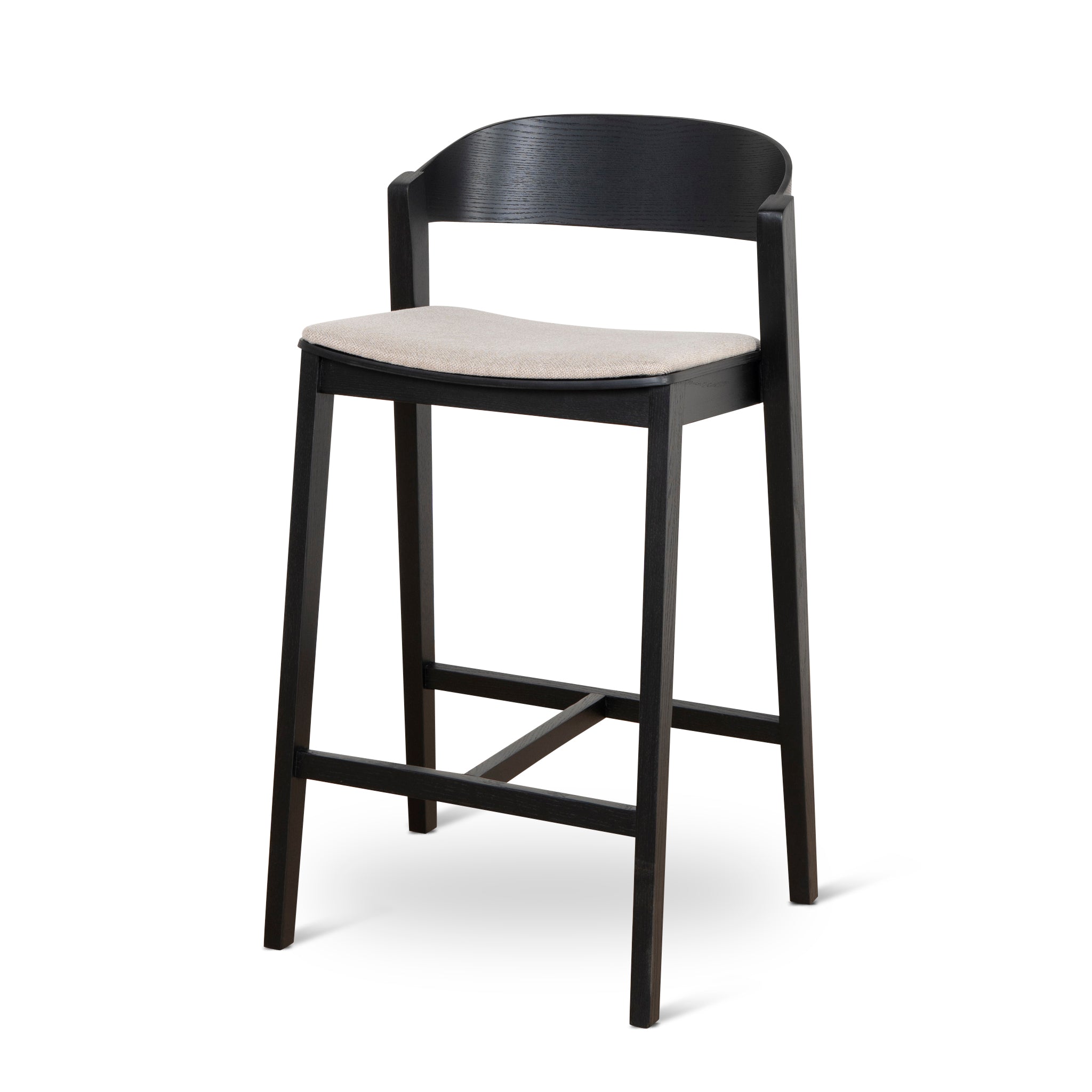 Ex Display - Davis Black Bar Stool - Grey Seat Bar Stool Swady-Core