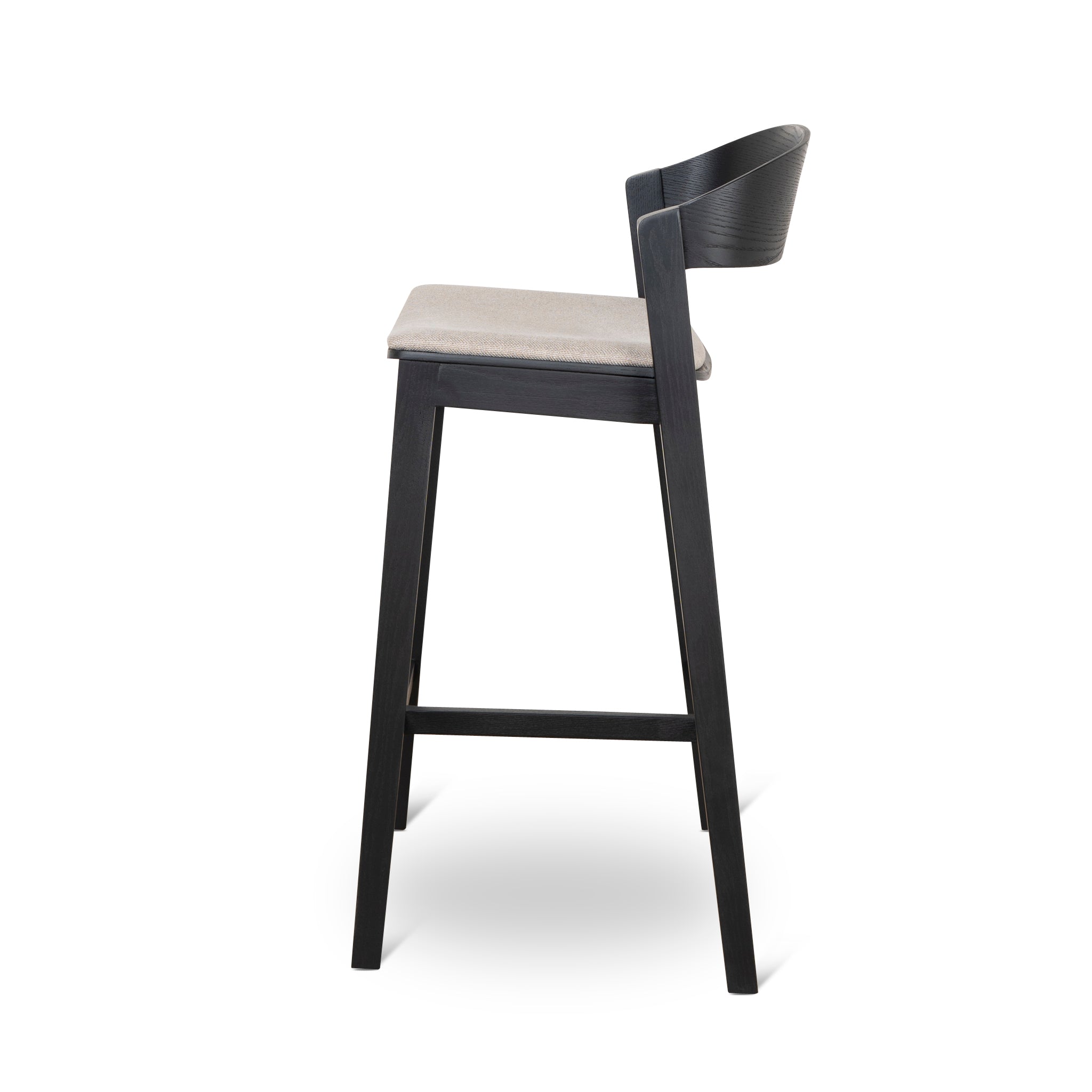 Ex Display - Davis Black Bar Stool - Grey Seat Bar Stool Swady-Core