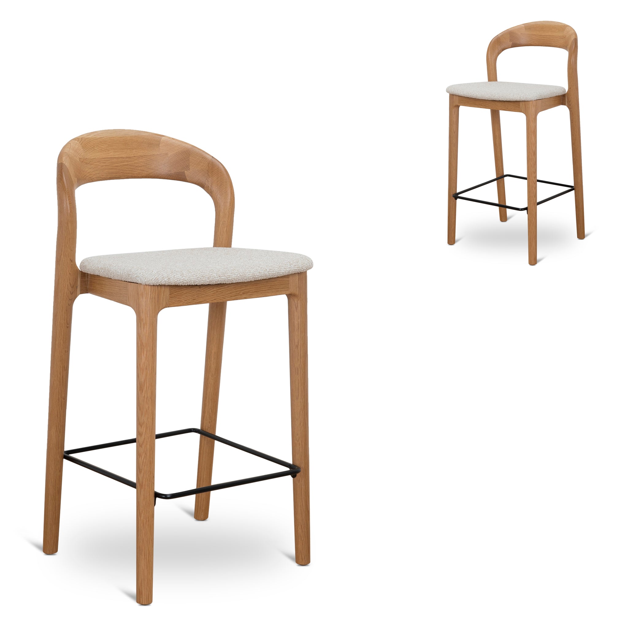 Set of 2 - Caspar 65cm Natural Bar Stool - Beige Bar Stool Swady-Core