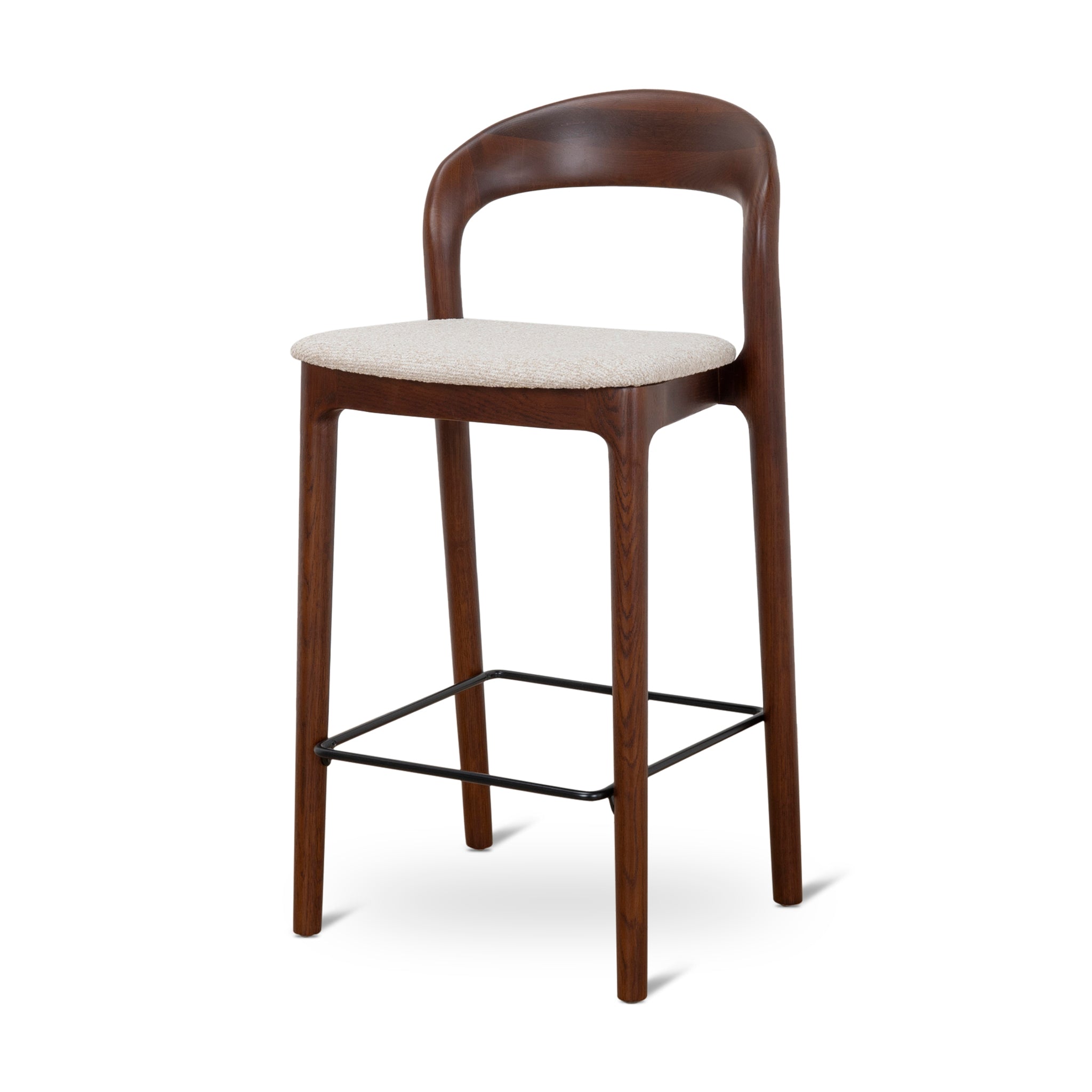 Set of 2 - Caspar 65cm Dark Brown Bar Stool - Beige Bar Stool Swady-Core