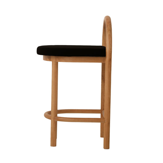 Adir 66cm Natural Bar Stool - Black Seat Bar Stool LJ-Core