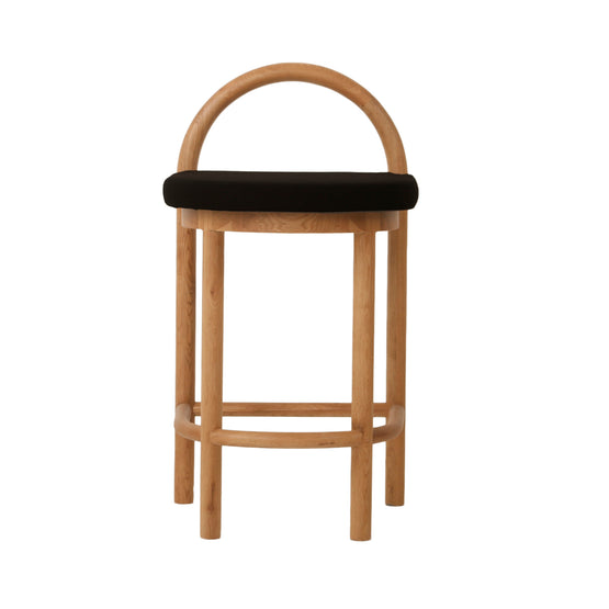 Adir 66cm Natural Bar Stool - Black Seat Bar Stool LJ-Core