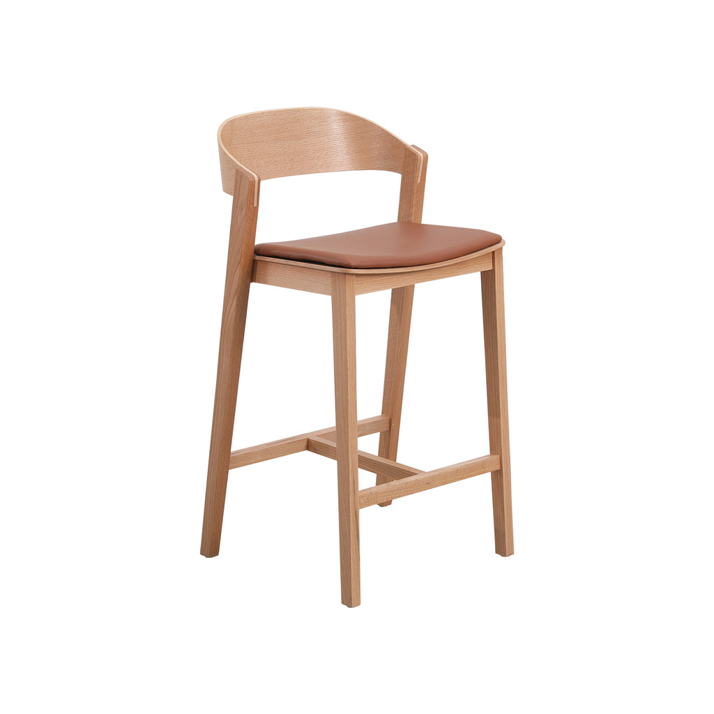 Davis Natural Bar Stool - Brown Seat Bar Stool Swady-Core