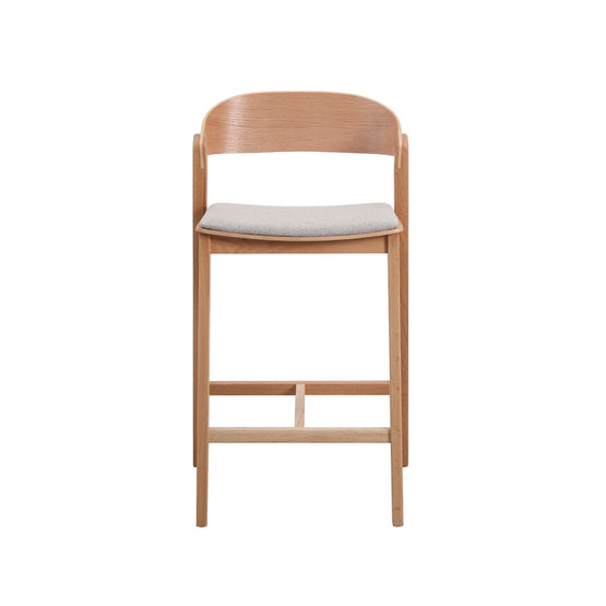 Davis 65cm Natural Bar Stool - Grey Seat Interior Secrets