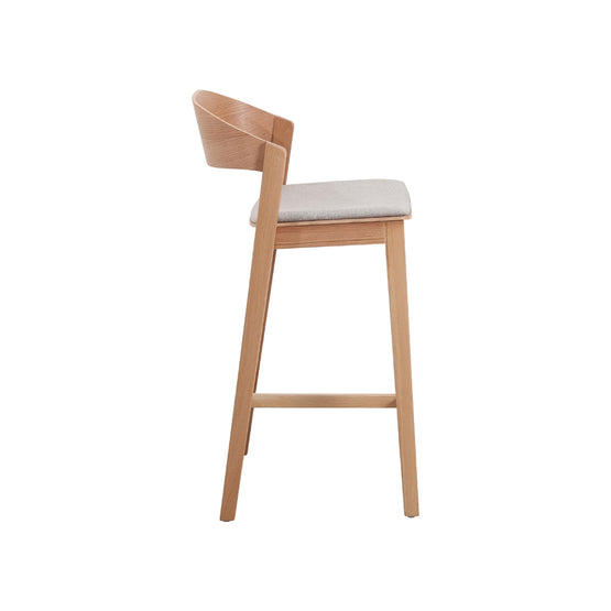 Davis 65cm Natural Bar Stool - Grey Seat Interior Secrets