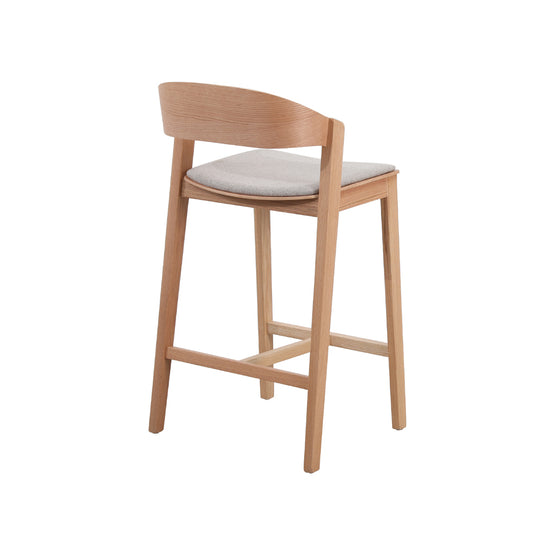 Davis 65cm Natural Bar Stool - Grey Seat Interior Secrets