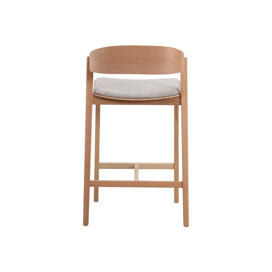 Davis 65cm Natural Bar Stool - Grey Seat Interior Secrets