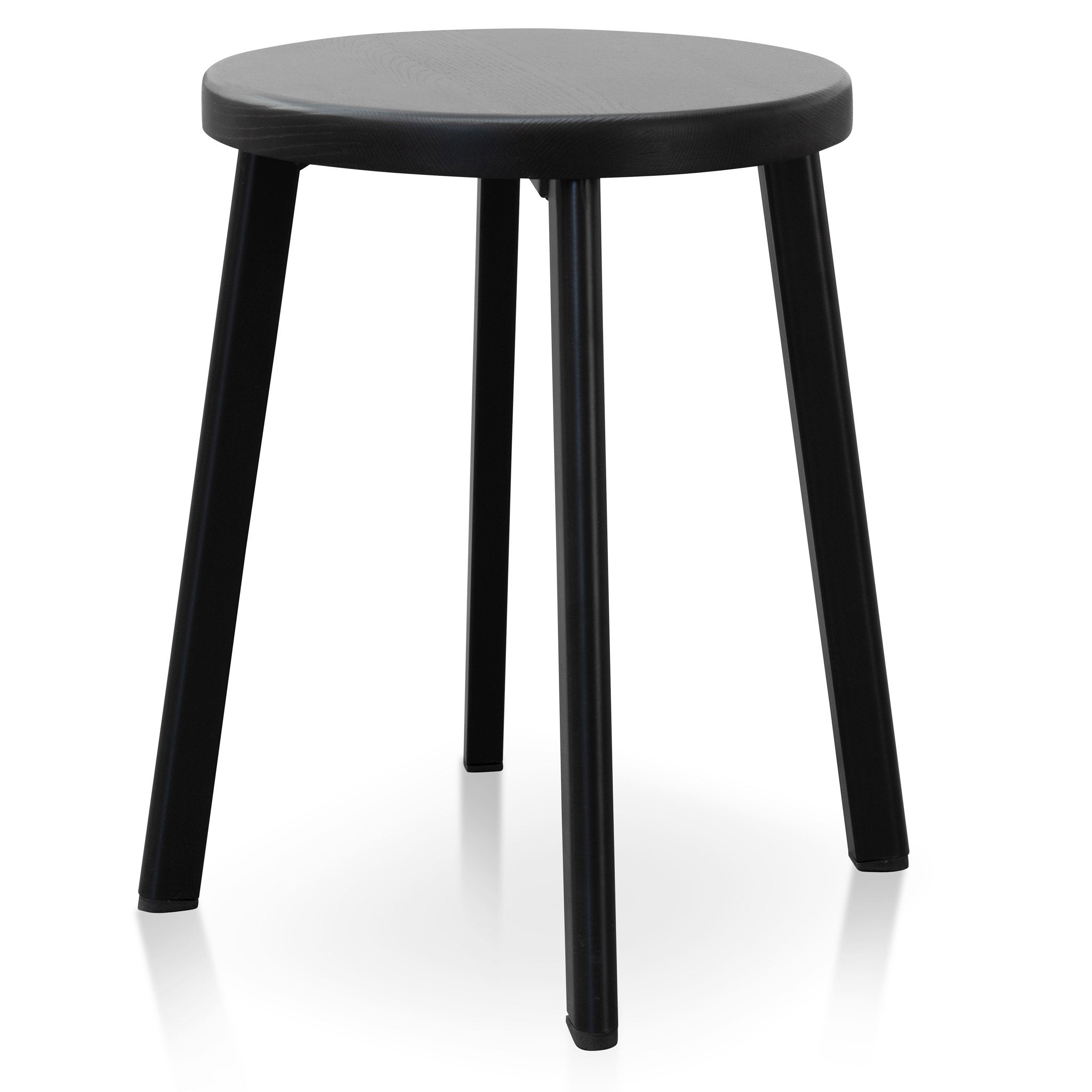 Set of 2 - James 46cm Wooden Seat Low Stool - Full Black Low Stool New Home-Core   