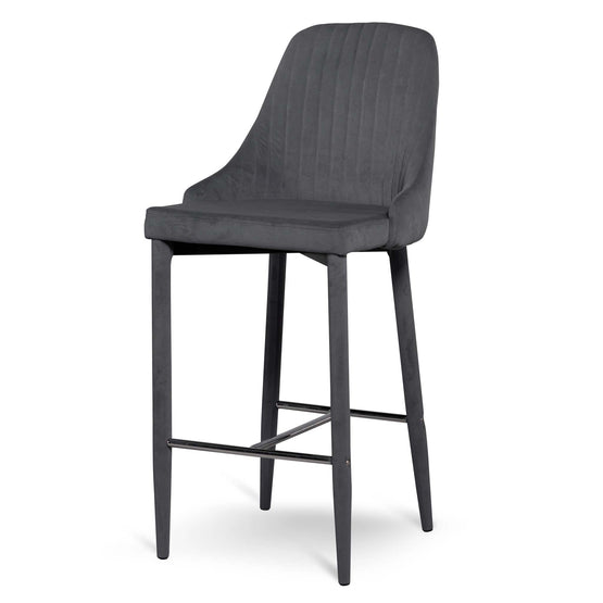 Ex Display - Arlen 65cm Bar Stool - Grey Velvet Bar Stool St Chairs-Core   