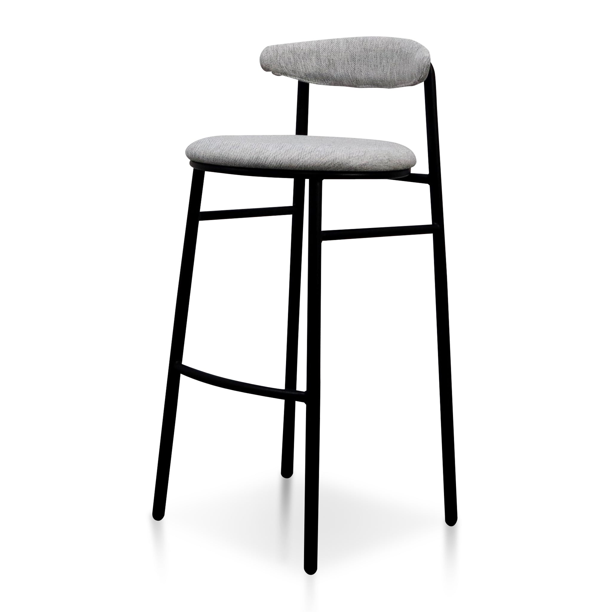 Ex Display - Oneal 75cm Fabric Bar Stool - Silver Grey and Black Legs-V1 Bar Stool Swady-Core   