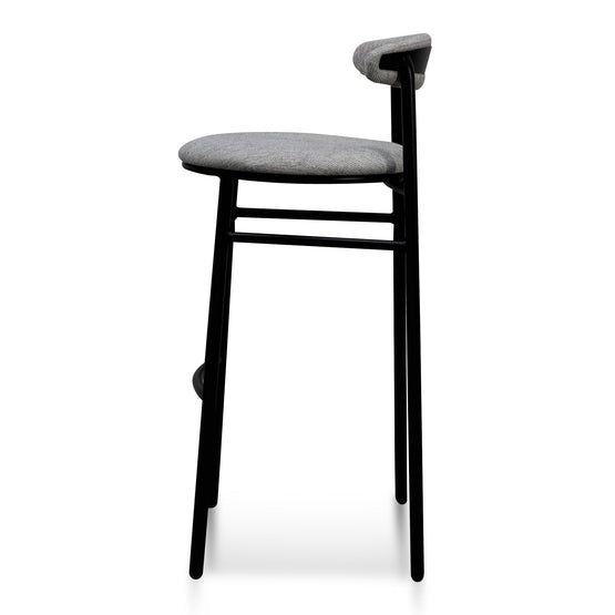 Ex Display - Oneal 75cm Fabric Bar Stool - Silver Grey and Black Legs-V1 Bar Stool Swady-Core   