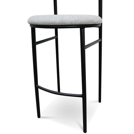 Ex Display - Oneal 75cm Fabric Bar Stool - Silver Grey and Black Legs-V1 Bar Stool Swady-Core   