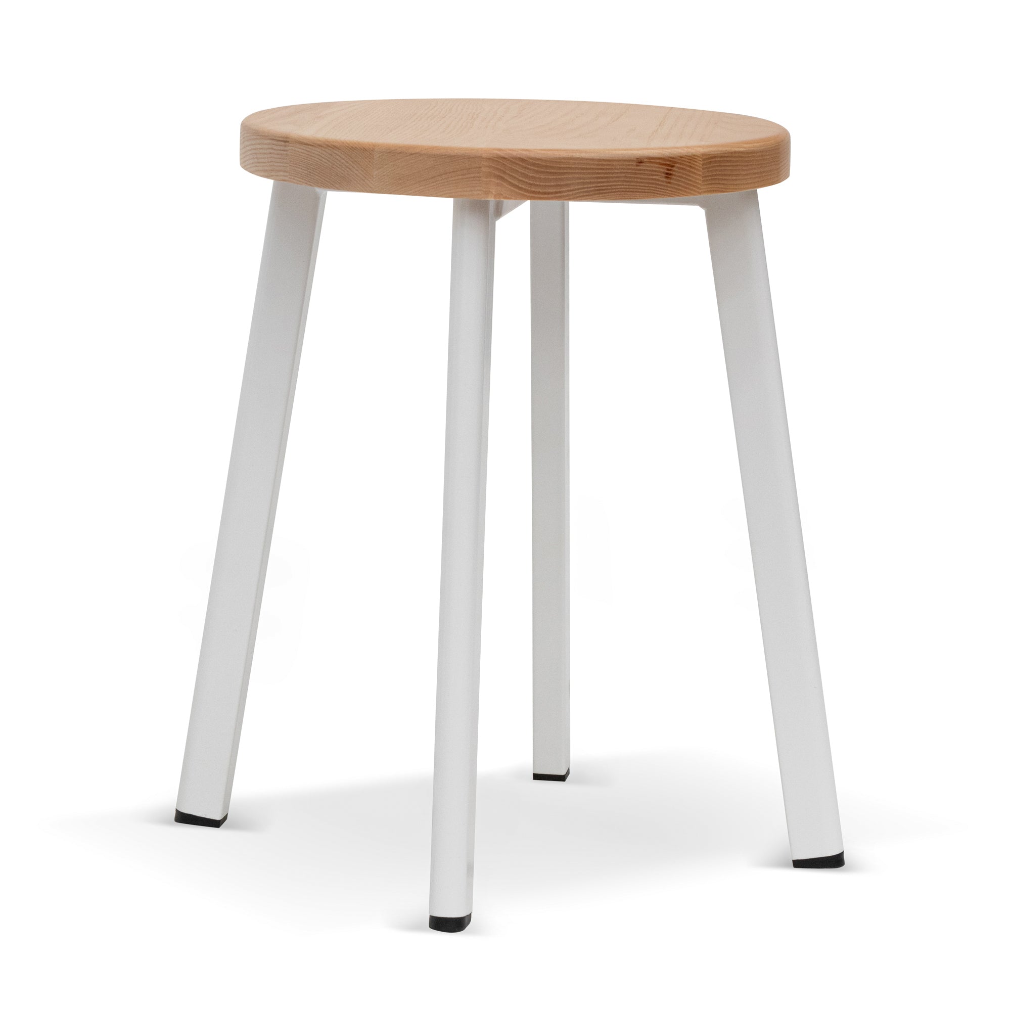 Set of 2 - James 46cm Natural Wooden Seat Low Stool - White Legs - Last Set Low Stool New Home-Core   