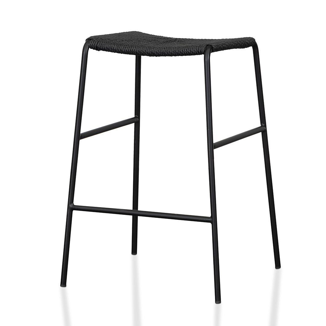 Ex Display - Carrillo 65cm Rattan Barstool - Full Black Bar Stool New Home-Core   