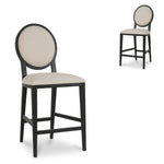 Set of 2 - Lula 65cm Black Frame Bar Stool - Light Beige Bar Stool LJ-Core   