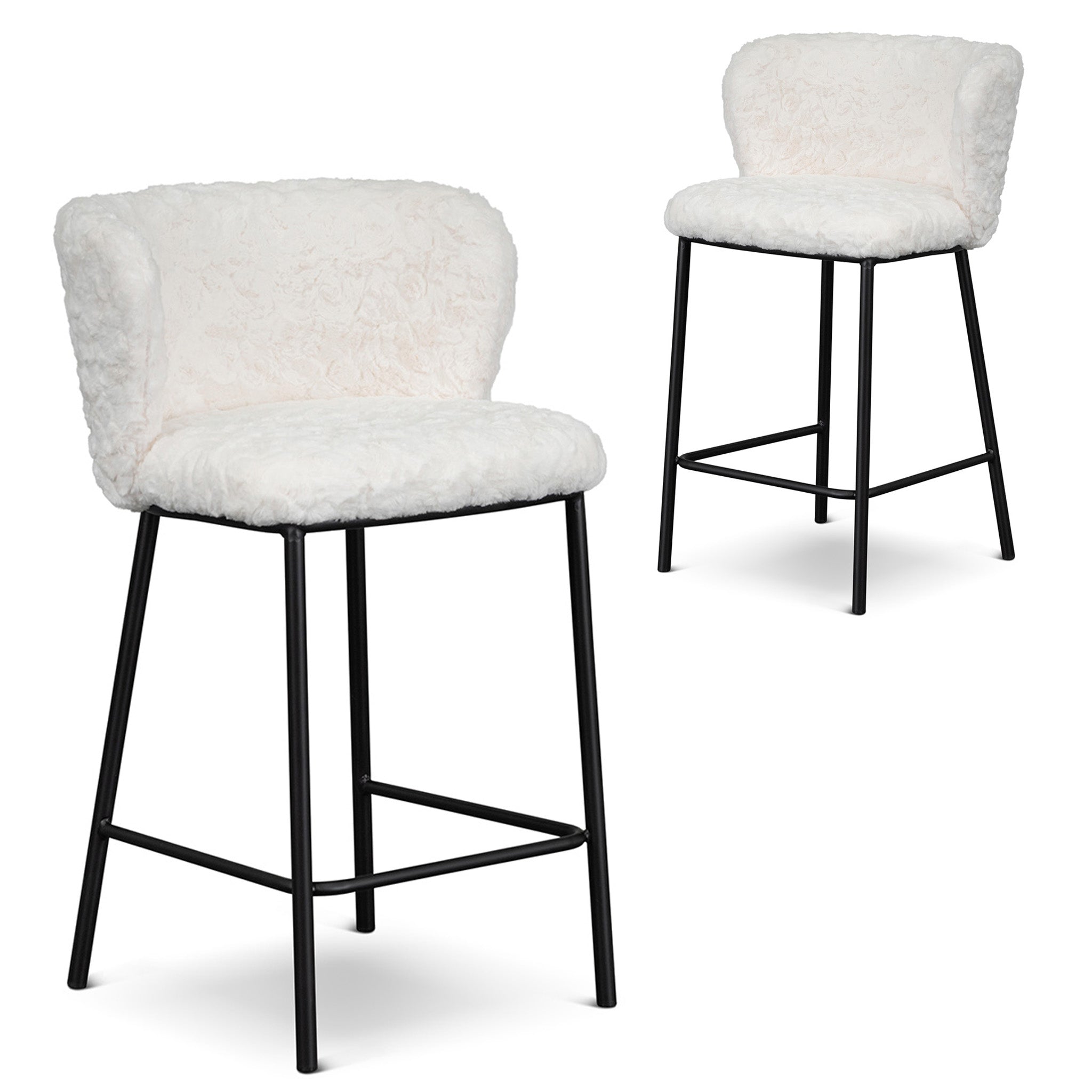 Set of 2 - Flossie 65cm Fabric Bar Stool - Cloud Fur Bar Stool Freehold-Core   