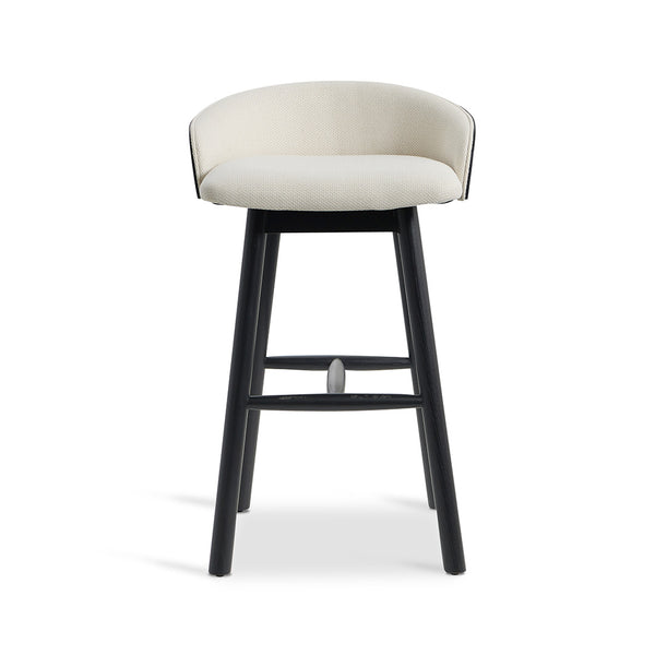 Nicholas 65cm Black Bar Stool - Beige | Interior Secrets