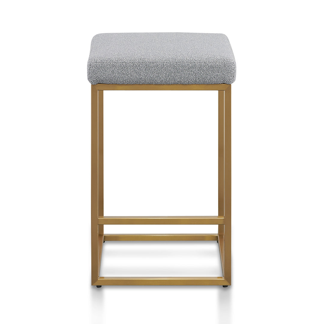 Ex Display - Adela Hail Grey Bar Stool - Brushed Gold Base Bar Stool Blue Steel Sofa- Core