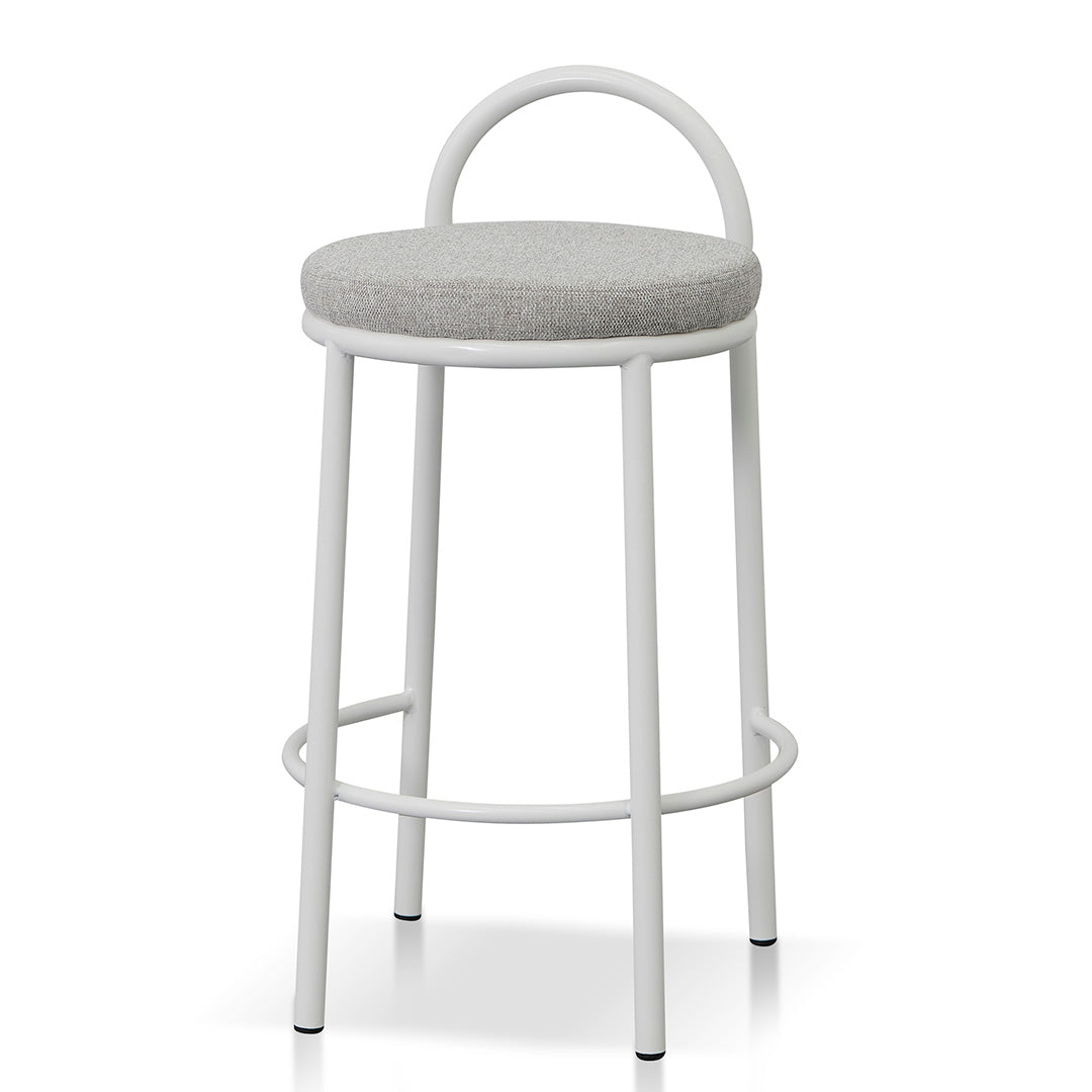 Set of 2 - Mclean 63cm White Frame Bar Stool - Coastal Light Grey Bar Stool Freehold-Core   