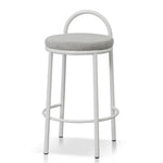 Ex Display - Mclean 63cm White Frame Bar Stool - Coastal Light Grey Bar Stool Freehold-Core   