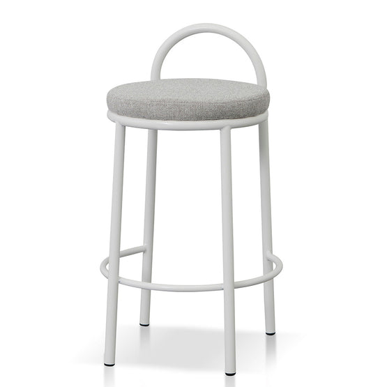 Ex Display - Mclean 63cm White Frame Bar Stool - Coastal Light Grey Bar Stool Freehold-Core   