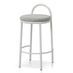 Ex Display - Mclean 63cm White Frame Bar Stool - Coastal Light Grey Bar Stool Freehold-Core   