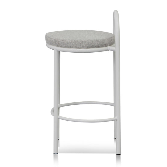 Ex Display - Mclean 63cm White Frame Bar Stool - Coastal Light Grey Bar Stool Freehold-Core   