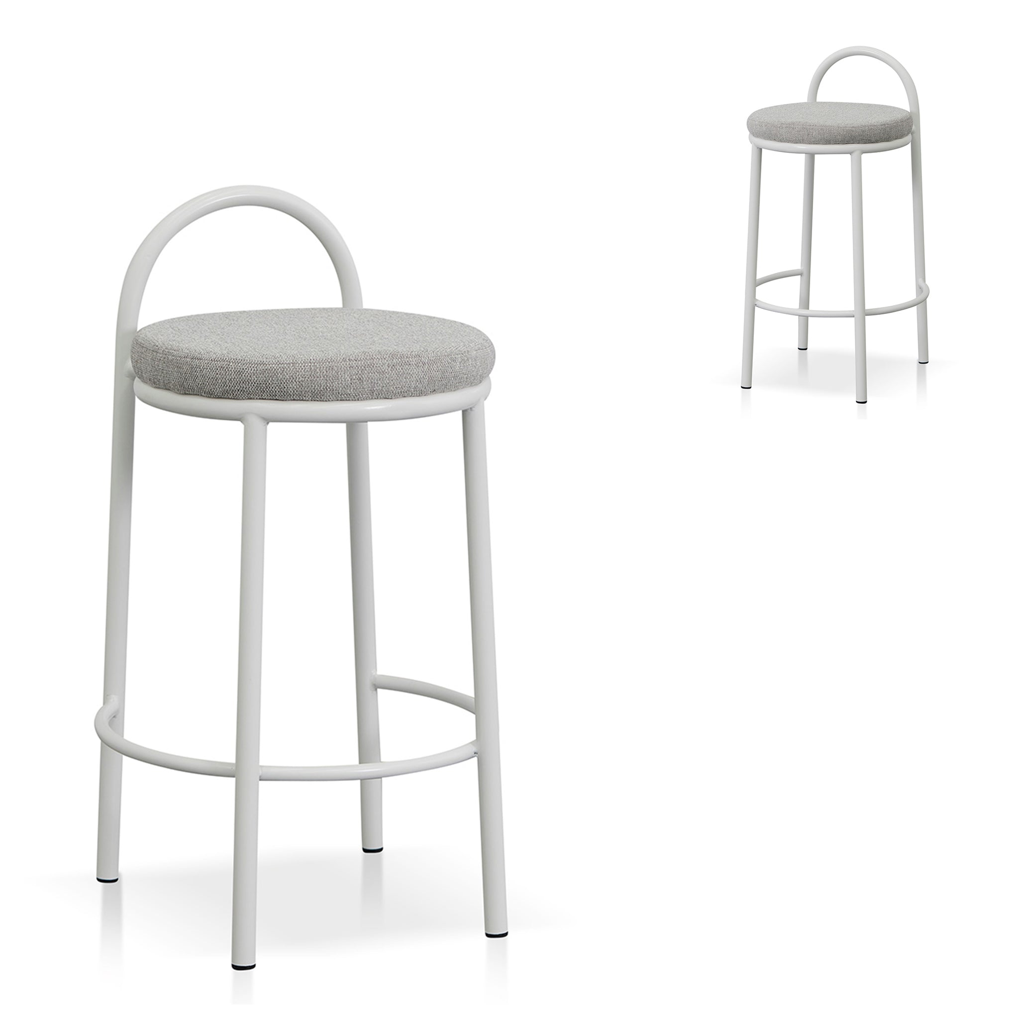 Set of 2 - Mclean 63cm White Frame Bar Stool - Coastal Light Grey Bar Stool Freehold-Core   