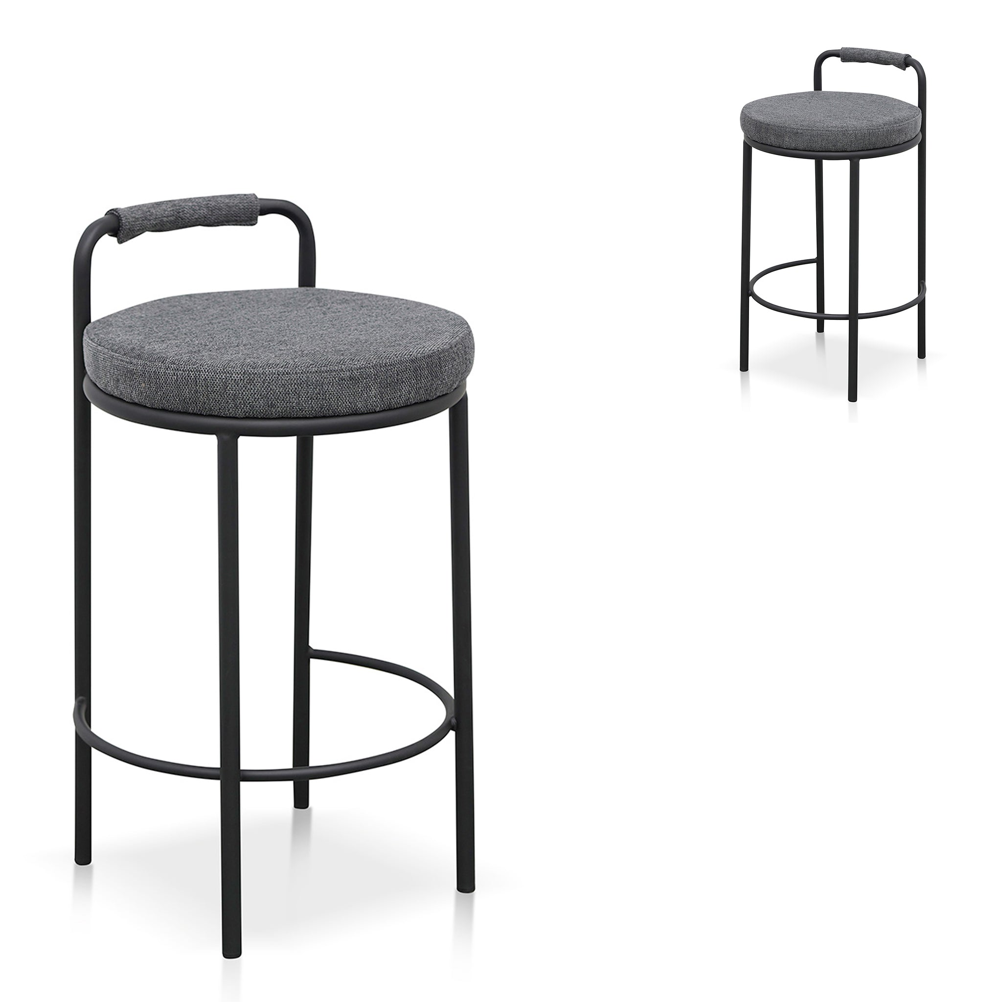 Set of 2 - Karimi 65cm Bar Stool - Charcoal Grey Bar Stool Freehold-Core   