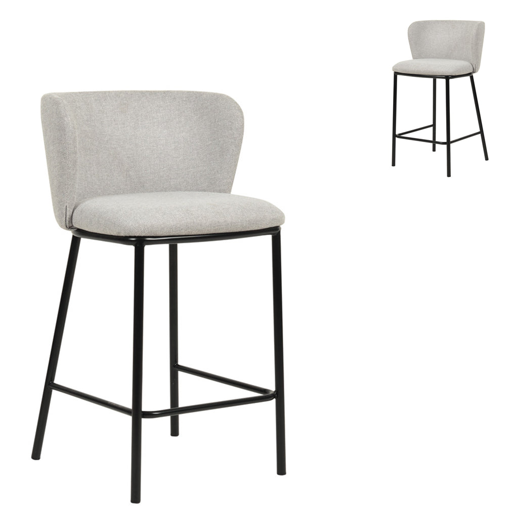 Set of 2 - Flossie 65cm Bar Stool - Coastal Light Grey Bar Stool Freehold-Core   