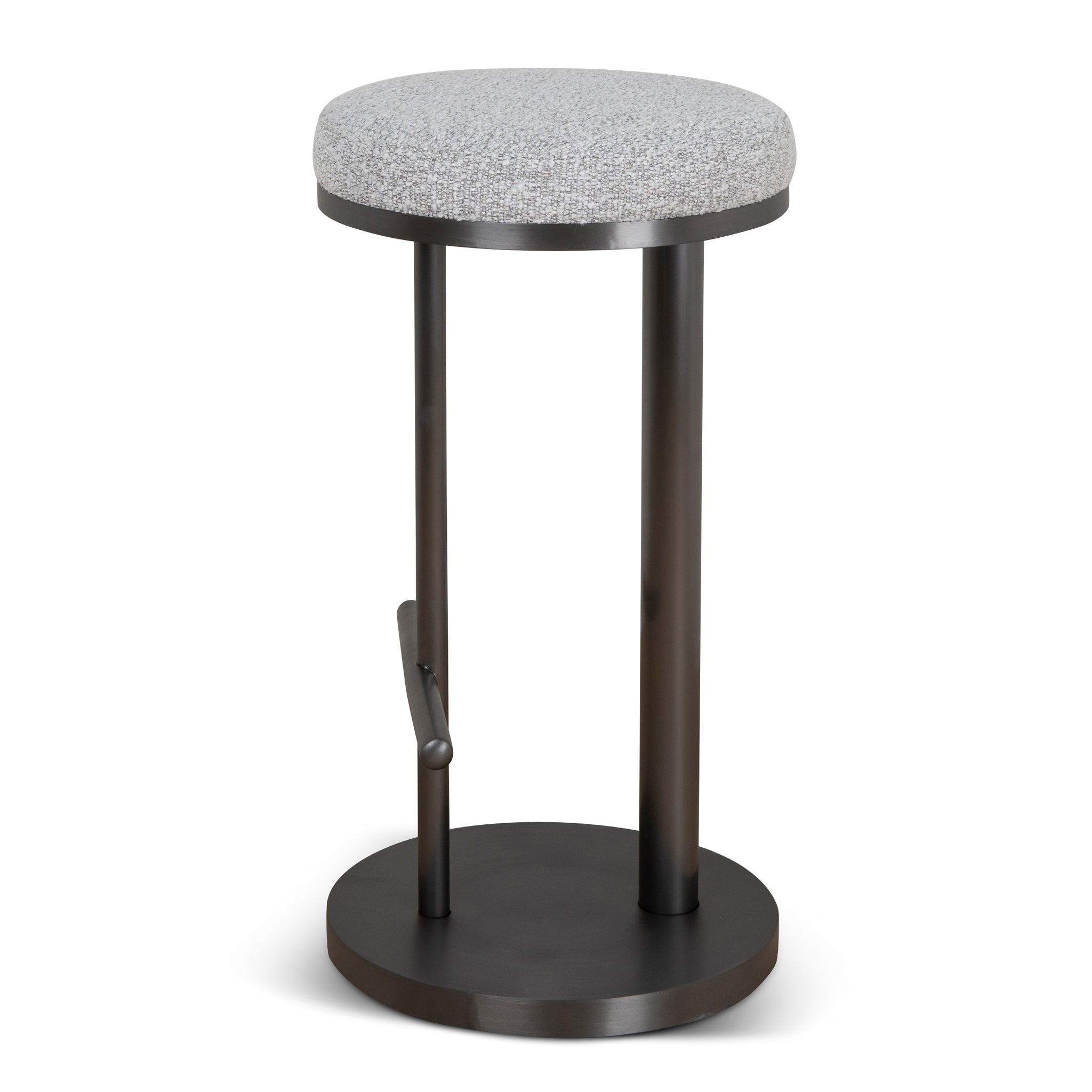 Ex Display - Jovan 68cm Brush Black Bar Stool - Silver Grey Boucle Bar Stool Blue Steel Sofa- Core