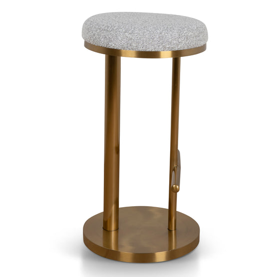 Jovan 68cm Brushed Gold Bar Stool - Silver Grey Boucle Bar Stool Blue Steel Sofa- Core   