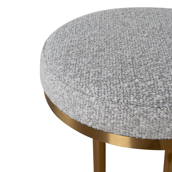 Jovan 68cm Brushed Gold Bar Stool - Silver Grey Boucle Bar Stool Blue Steel Sofa- Core   