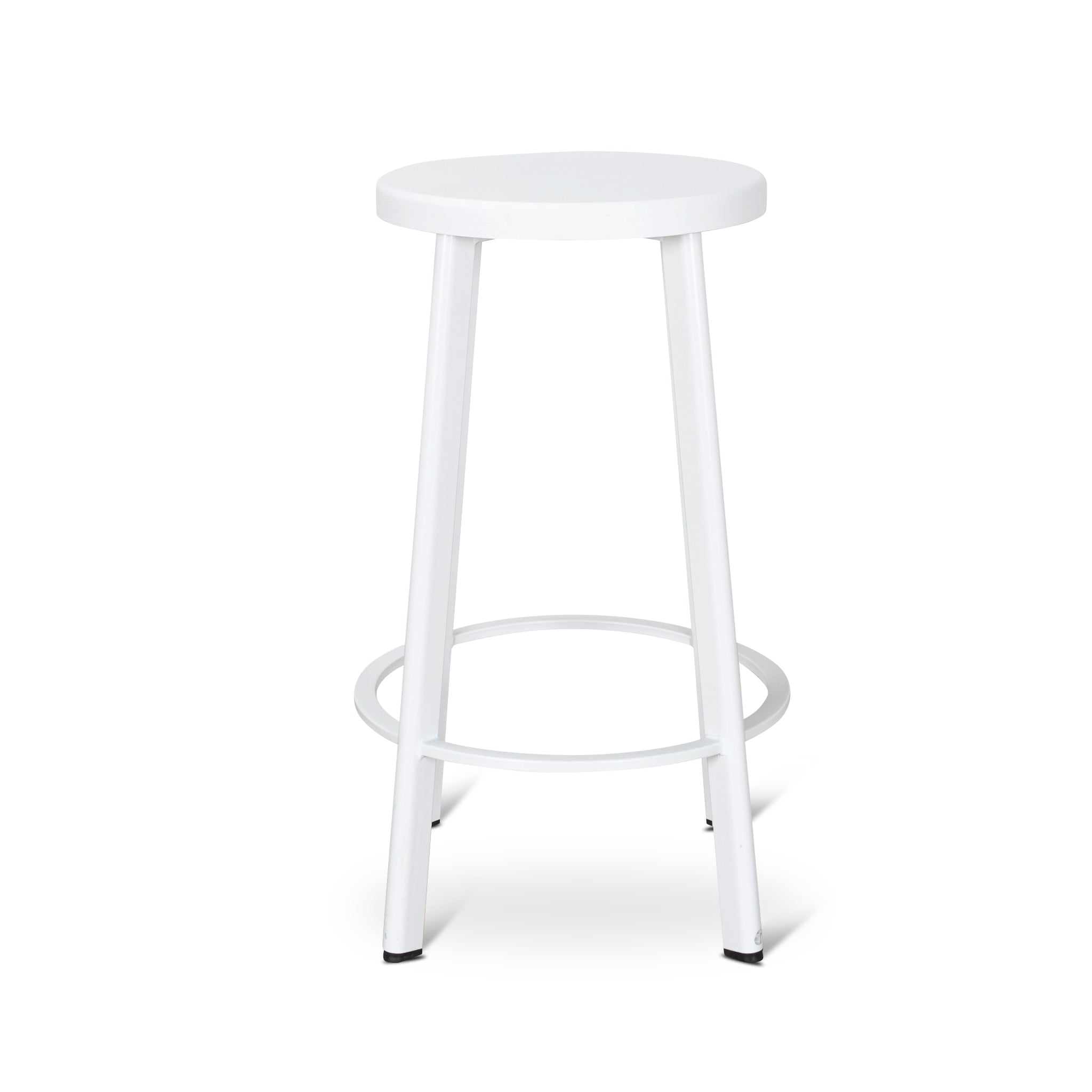 Ex Display - James 65cm Timber Seat Bar Stool - White Bar Stool New Home-Core