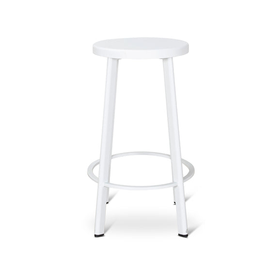 Set of 2 - James 65cm Timber Seat Bar Stool - White Bar Stool New Home-Core   