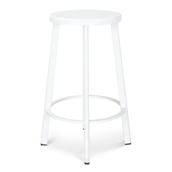 Set of 2 - James 65cm Timber Seat Bar Stool - White Bar Stool New Home-Core   