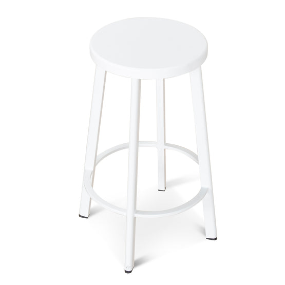 Set of 2 - James 65cm Timber Seat Bar Stool - White Bar Stool New Home-Core   