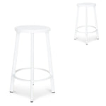 Set of 2 - James 65cm Timber Seat Bar Stool - White Bar Stool New Home-Core   