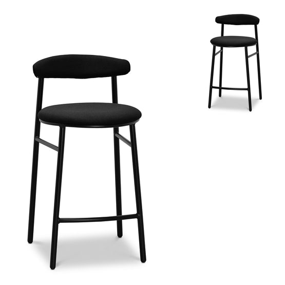 Set of 2 - Oneal 65cm Bar Stool - Full Black Bar Stool Swady-Core   