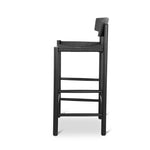 Erika 65cm Bar Stool - Full Black with Back Rest Bar Stool Oakwood-Core   