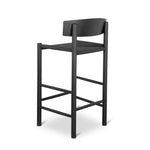 Erika 65cm Bar Stool - Full Black with Back Rest Bar Stool Oakwood-Core   