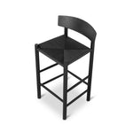 Erika 65cm Bar Stool - Full Black with Back Rest Bar Stool Oakwood-Core   