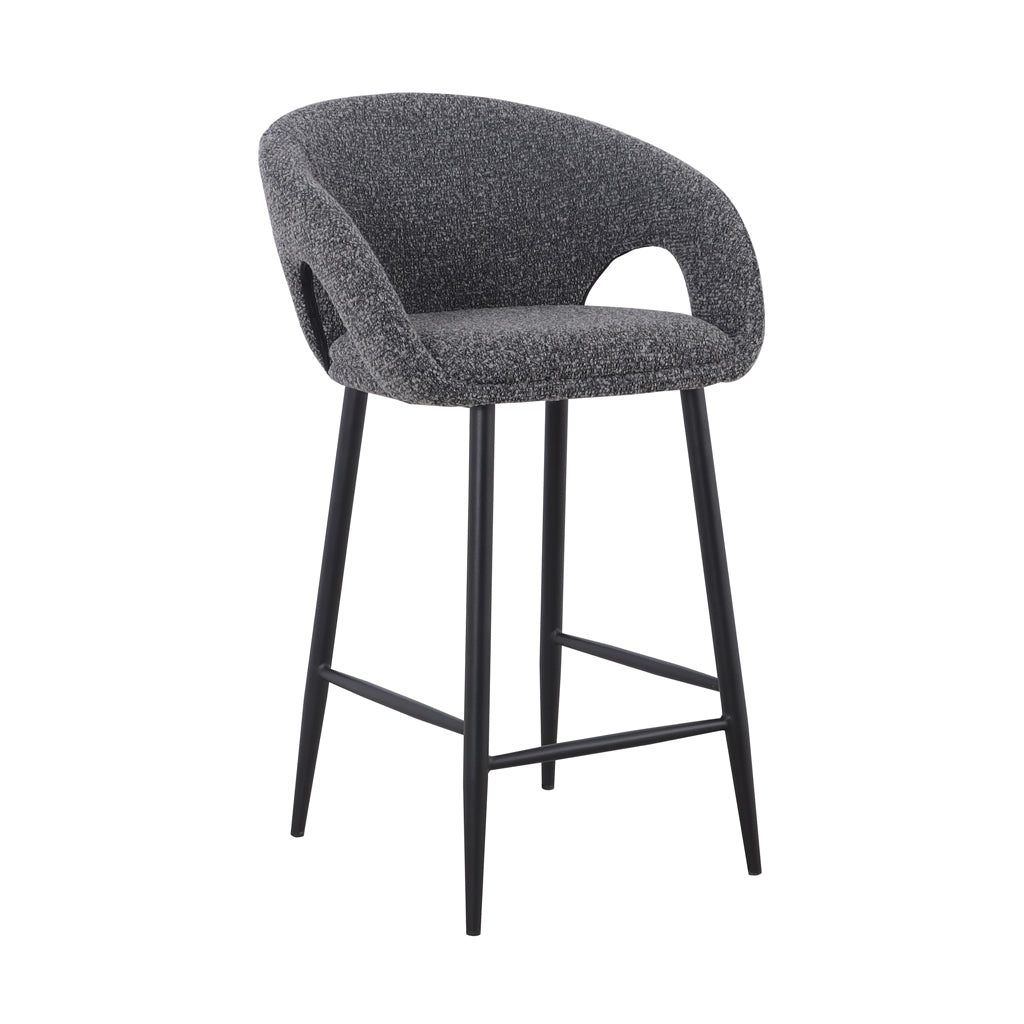 Ex Display - Albinus 65cm Bar Stool - Anthracite Grey Boucle Bar Stool St Chairs-Core