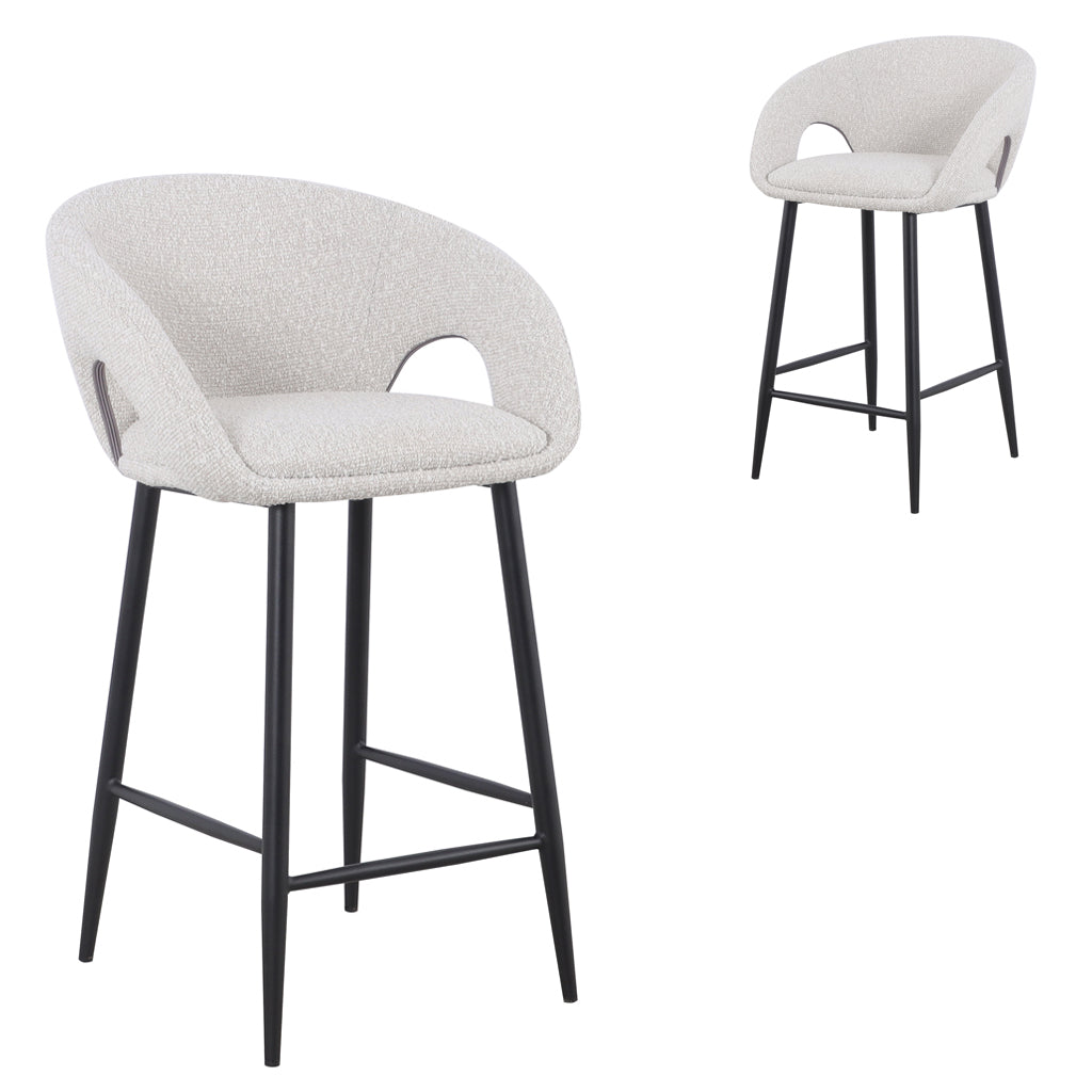 Set of 2 - Albinus 65cm Bar Stool - Pearl Grey Boucle - Last Set Bar Stool St Chairs-Core   